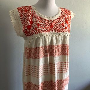 Hand-embroidered Mexican shift dress